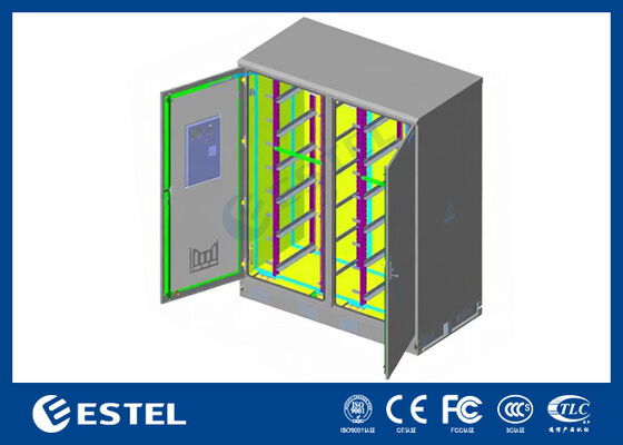 IP65 42U 듀얼 컴파트먼트 옥외 전기 캐비닛 – RAL7035, 1.5mm 아연 도금 강철 & SUS316 스테인리스 스틸 구조로 내구성과 보호 기능 강화