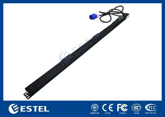 검은색 200 - 240VAC 32A C13 / C19 전력 배포 콘센트와 수직 PDU