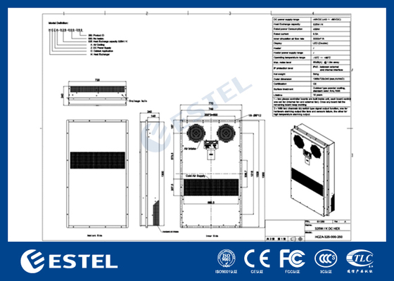 48VDC 325W/K RS485 MODBUS RTU 통신을 갖춘 인클로저 열교환기